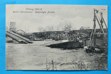 Ansichtskarte AK Rethel 1914-1915 Gesprengte Brücke WKI Frankreich France 08 Ardennes